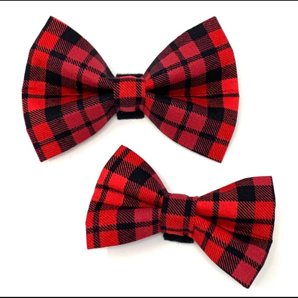 Black and Red Buffalo Check Dog Bow Tie